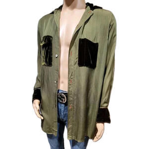 Y's Yohji Yamamoto Size 3(M) Silk Cupro Rayon Green Long Sleeve Men's Shirt #CB2